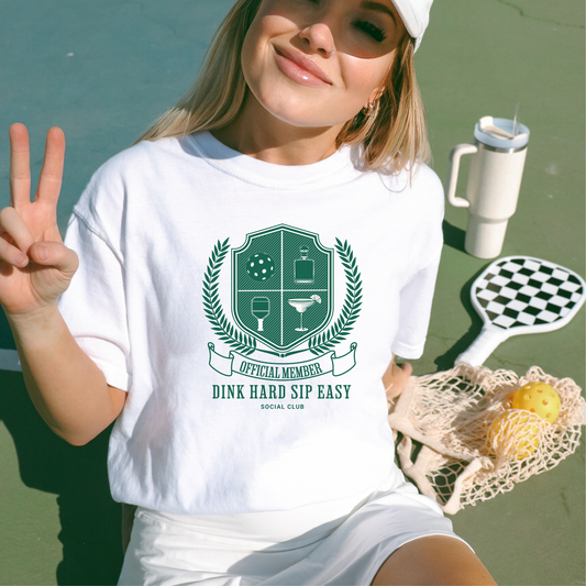 Dink Hard, Sip Easy Pickleball Tee